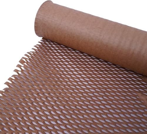 JPPL paper honeycomb roll | Expands hex to 16 meter | Plastic alternative | Packaging & shipping supplies bubble wrap roll| (390mm / 16 inch x10 meter) (Brown)