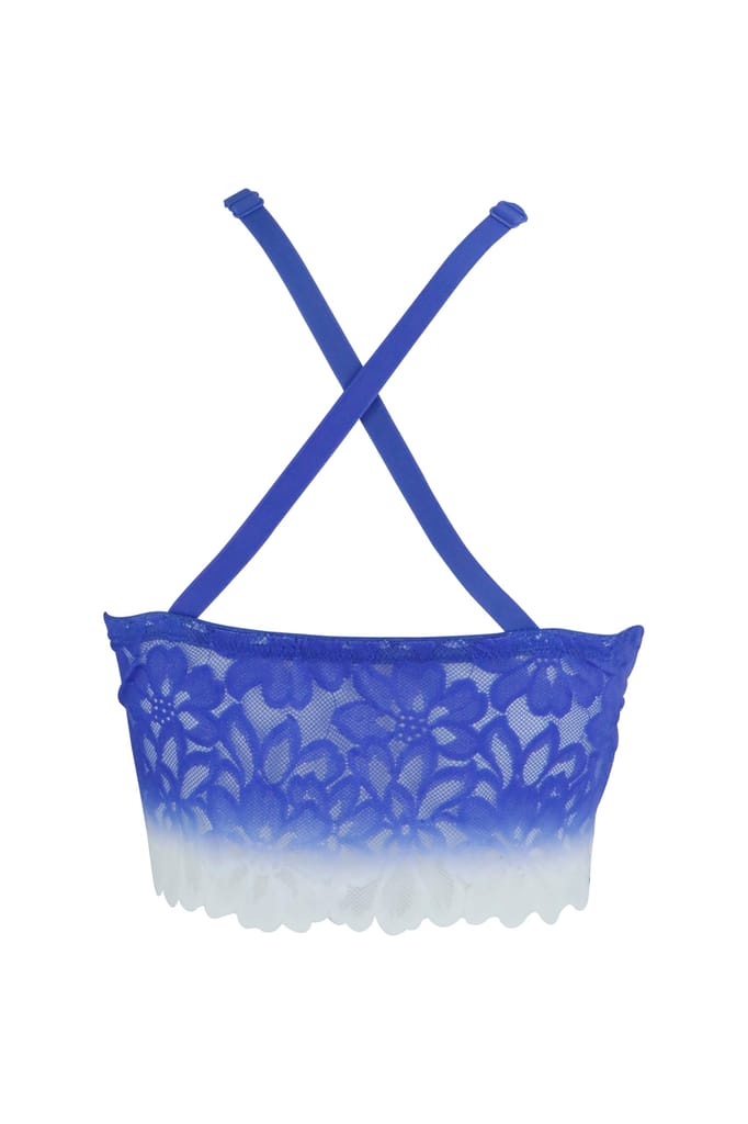 Sheluxe Women’s Floral Lace Longline Bralette with Deep V-Neck, Wire-Free Support, and Adjustable Straps for Everyday Comfort Blue