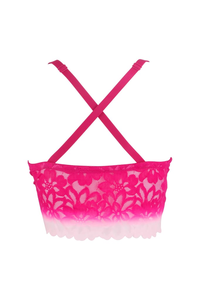 Sheluxe Women’s Floral Lace Longline Bralette with Deep V-Neck, Wire-Free Support, and Adjustable Straps for Everyday Comfort Magenta