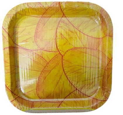  10" Square Paper Plates - 20 Count - Leaf Design - Disposable Plates for Parties