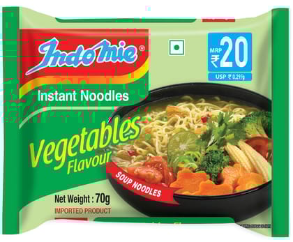 Indomie Instant Noodles Vegetabales Flavor (Soupy Noodles) 350g Pack (5×70g), The Product of Indonesia (Imported)