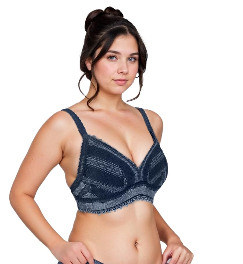 Pack of 2 Women's Lightly Padded Wirefree Bras with Bandana Print – Dark Green & Blue Combo