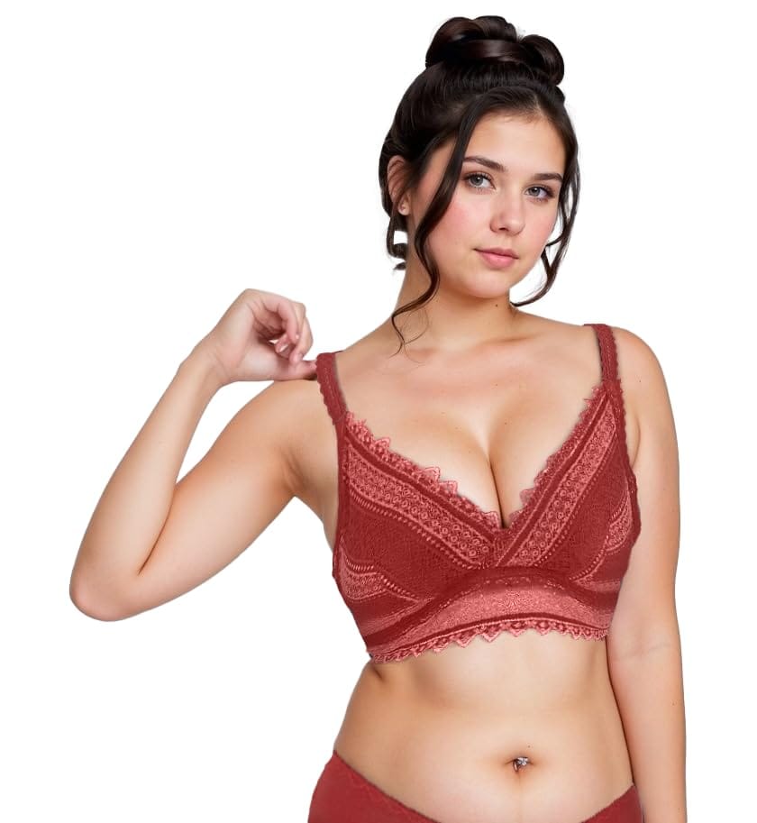 Pack of 2 Women's Lightly Padded Wirefree Bras with Bandana Print – Purple & Orange Combo