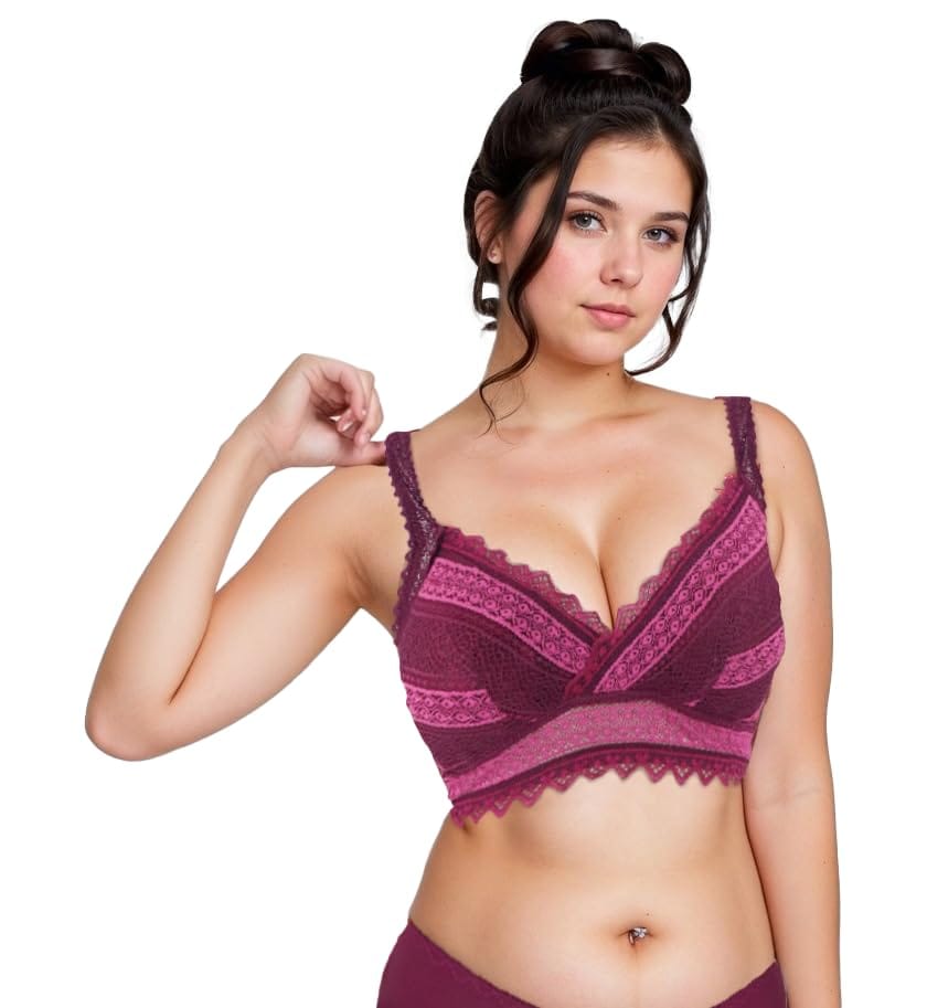 Pack of 2 Women's Lightly Padded Wirefree Bras with Bandana Print – Purple & Orange Combo