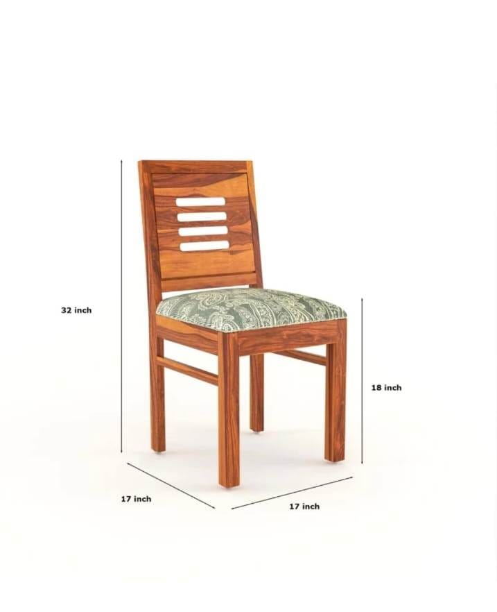 Sheesham Wood Dining Chair with Cushion Paisley Green