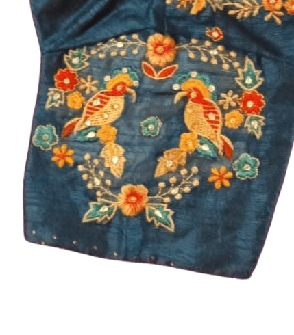 Peacock and Floral Embroidered Blouse