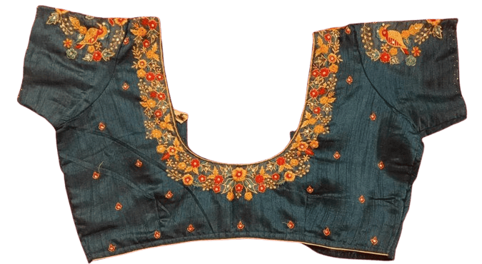 Peacock and Floral Embroidered Blouse