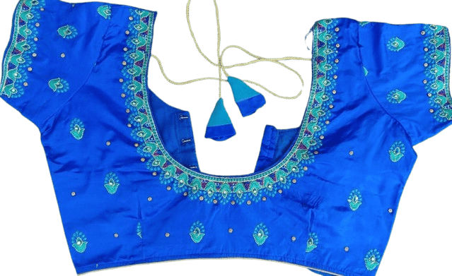 Readymade Designer Blouse With Embroidery Work - Blue