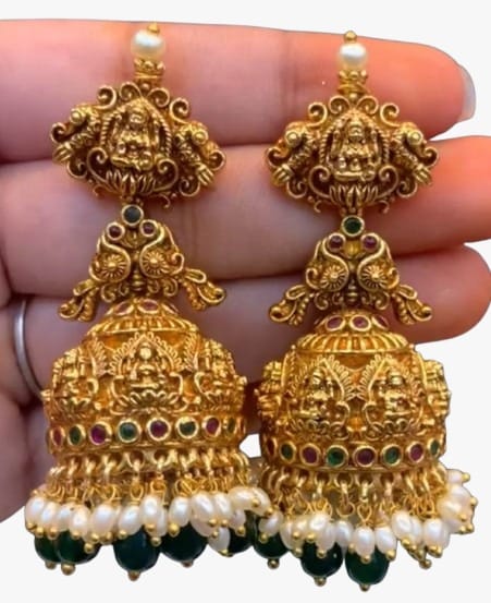 Gold plated jhumka earrings