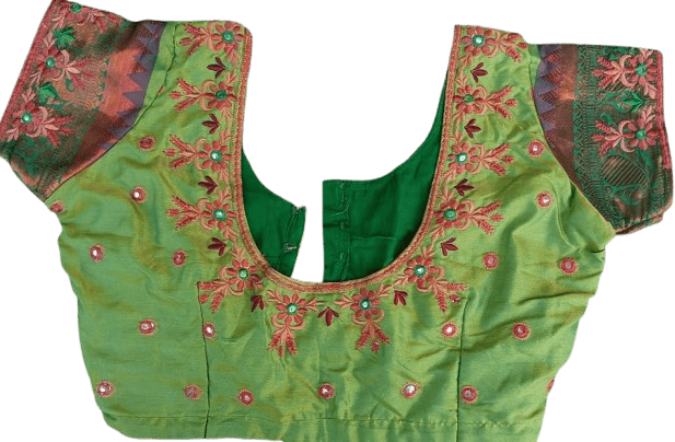 Green blouse with red and maroon embroidery