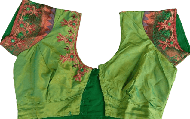 Green blouse with red and maroon embroidery