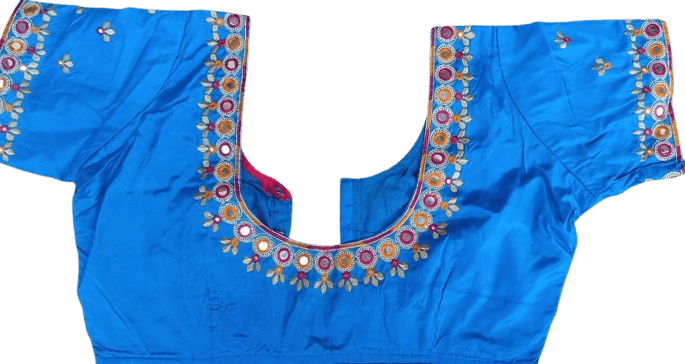 Blue Mirror Work Embroidered Blouse