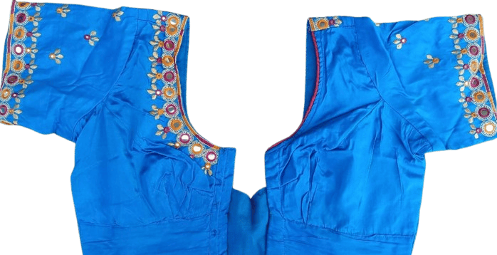 Blue Mirror Work Embroidered Blouse