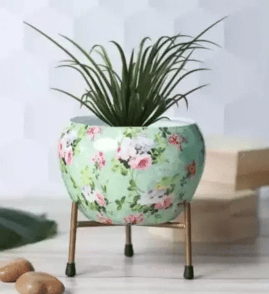 DECOR DIARIES Gold Metal Pots for Indoor Plants with Drainage Hole | Designer Flower Pot & Planters for Home Décor, Living Room, Kitchen, Bedroom, Table Top, Office, Gifting -Style - 06