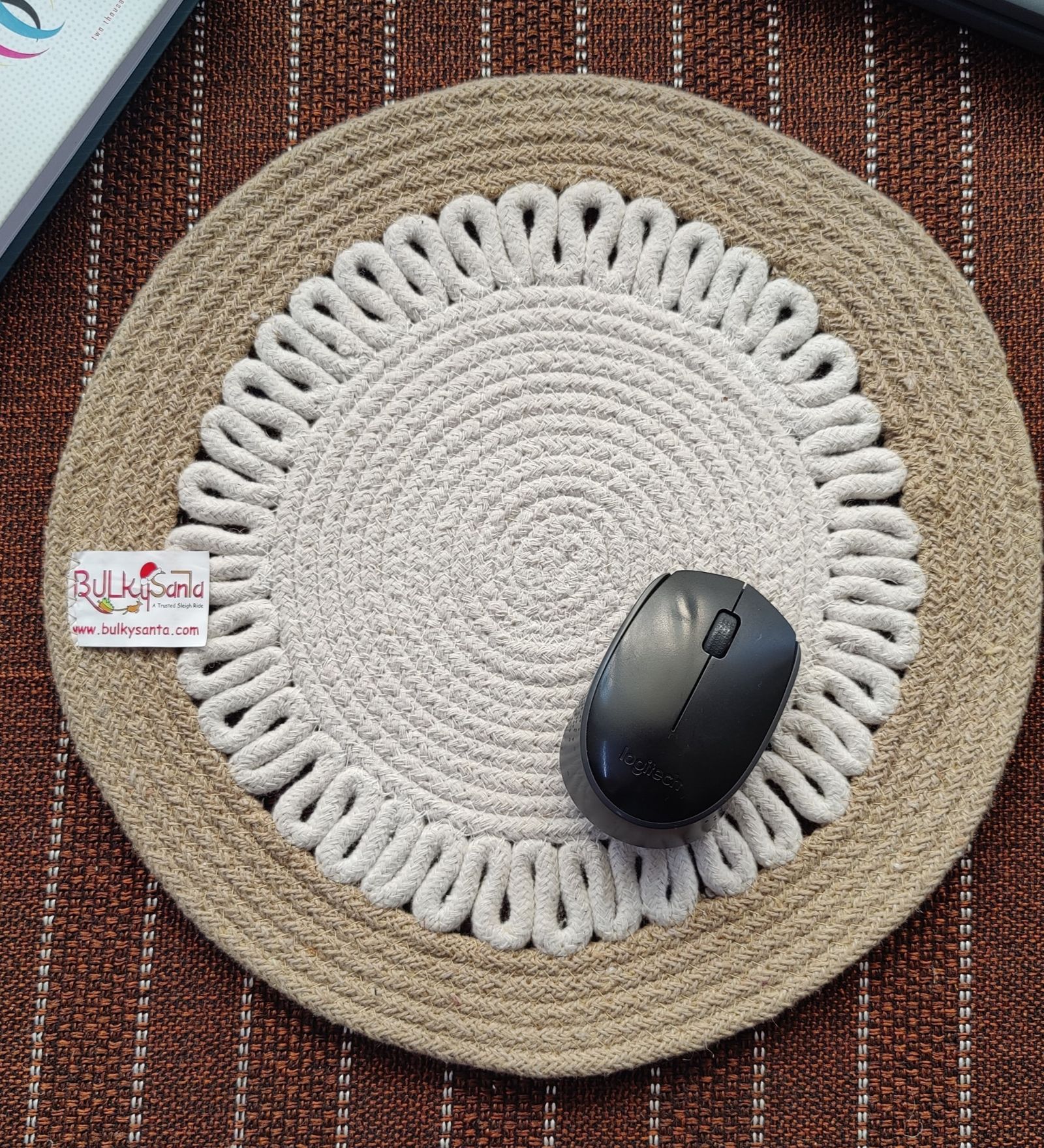 BulkySanta Cotton Place mats 38 cm (15") Round Table Mats, Heat Resistant, Reversible Use, Washable (Payal) (Pack of 3)