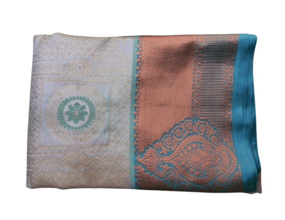 Green And Orange Silk Saree With Blouse Piece