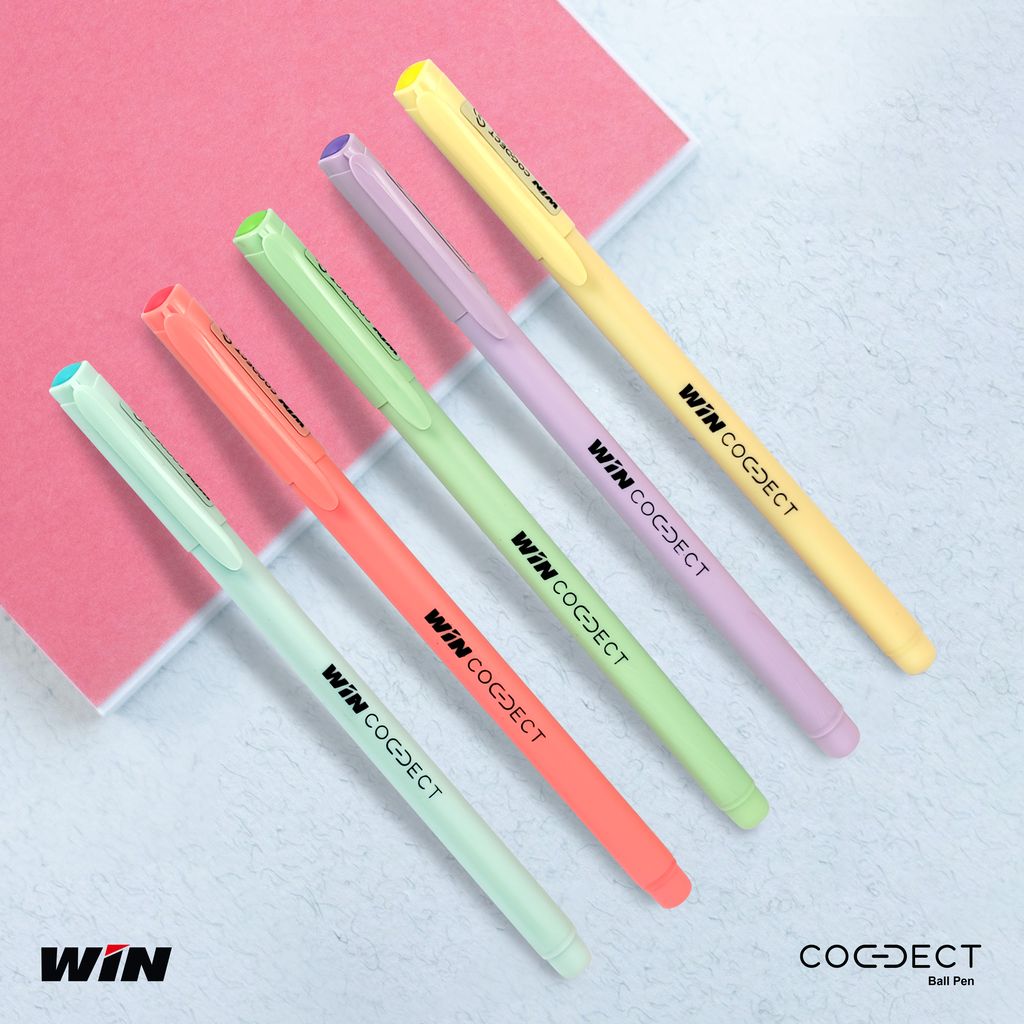 WIN Connect Ball Pens | 30 Blue Ink | 0.7 mm Tip | Elastic Grip | Diamond Cut Tip for Smooth Writing | Sleek Body & Minimalistic Design | Thick Refills, Refillable | Long Lasting