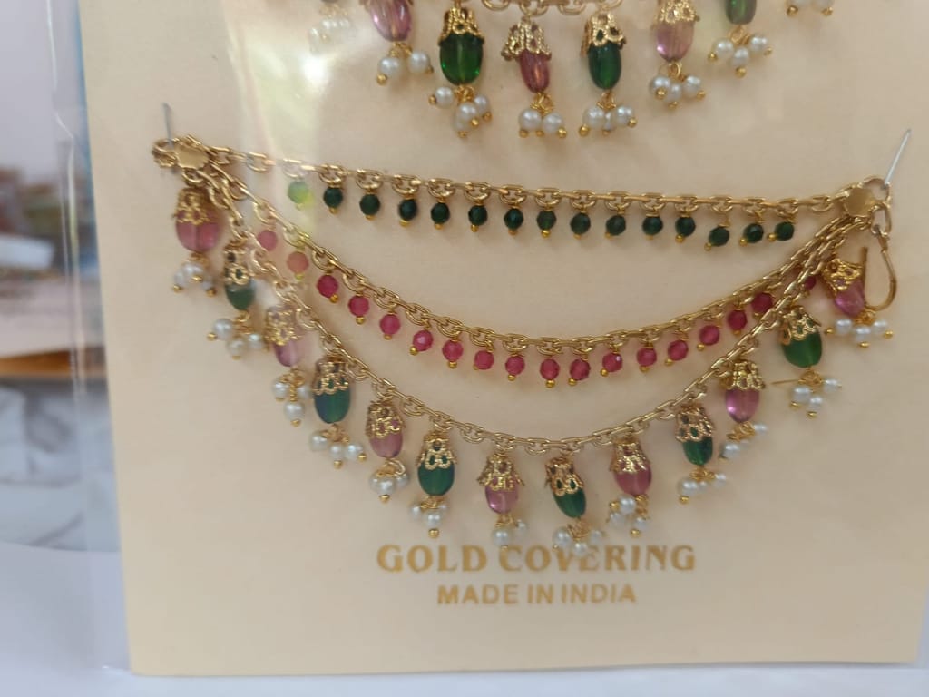 Chic Women Indian Traditional Gold Covering Maang Tikka with Pearls and Beads 2025 at ShopCircui