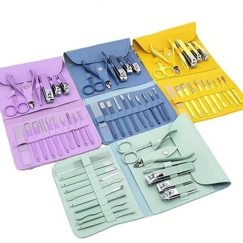 Shanaya 16pcs Manicure Cutters Nail Clipper Set Household Stainless Steel Ear Spoon Nail Clippers Pedicure Nail Scissors Tool Clippers Trimmers.(Random Colour) pack of 1.)