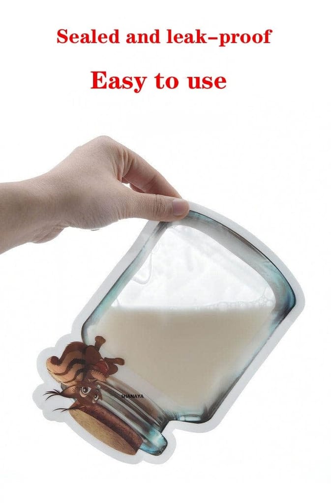 SHANAYA 20 Pcs Mason Jar Zipper Bags,Food Storage Snack Sandwich Ziplock Bags,Reusable Airtight Seal Food Storage Bags,Leakproof Food Saver Bags Squirrel Design (Medium Size)