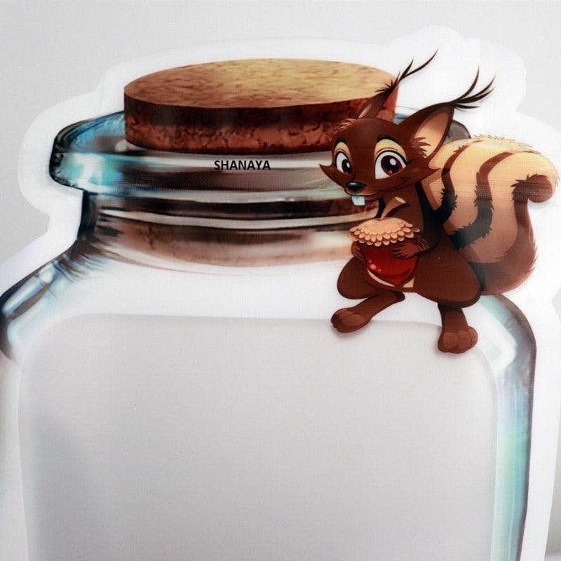 SHANAYA 5 Pcs Mason Jar Zipper Bags,Food Storage Snack Sandwich Ziplock Bags,Reusable Airtight Seal Food Storage Bags,Leakproof Food Saver Bags Squirrel Design (Medium Size)