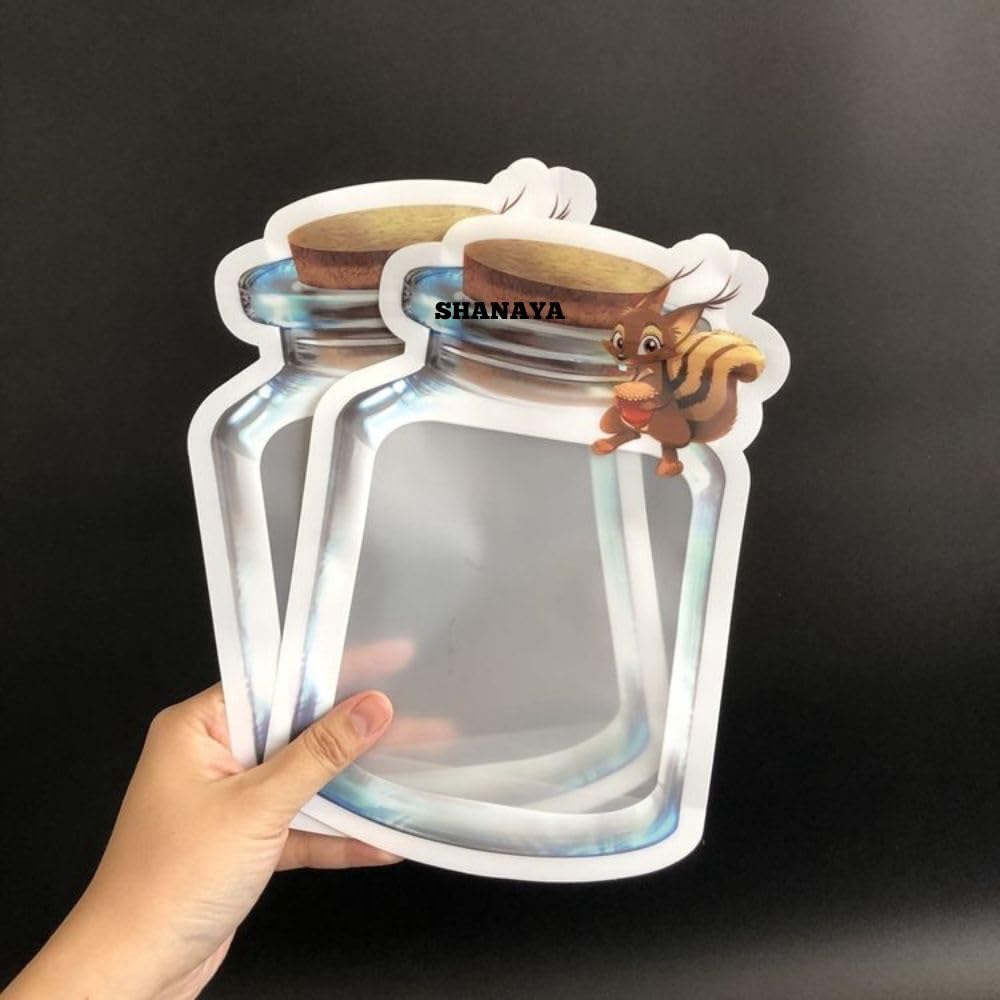 SHANAYA 10 Pcs Mason Jar Zipper Bags,Food Storage Snack Sandwich Ziplock Bags,Reusable Airtight Seal Food Storage Bags,Leakproof Food Saver Bags Squirrel Design (Big Size)