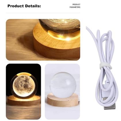 SHANAYA 3D Moon Crystal Ball Night Lamp – USB Colorful LED Table Decor with Wooden Base for Home, Office, Bedroom & Ideal Birthday Gift for Teens and Kids (Moon) SHANAYA 3D Moon Crystal Ball Night Lamp – USB Colorful LED Table Decor with Wooden Base for Home, Office, Bedroom & Ideal Birthday Gift for Teens and Kids (Moon)