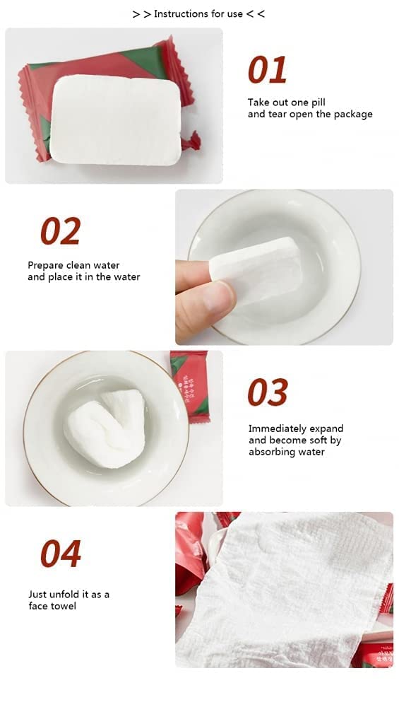 SHANAYA Disposable Pure Cotton Tissue Tablets Portable Travel Wipes Pill Face Towel Coin Towels for Travel Camping, Big Magic Tablet Tissues Paper (Pack of 20 pieces)