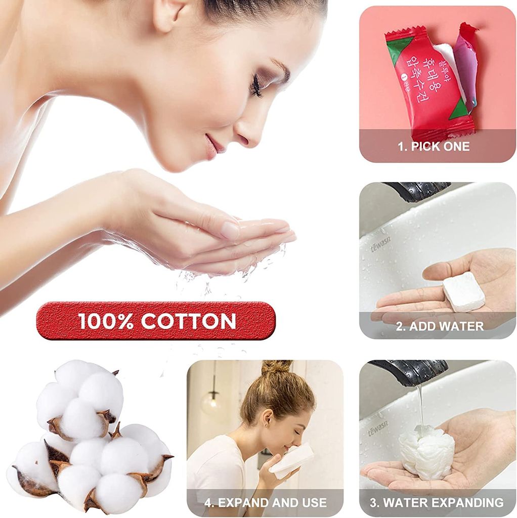 SHANAYA Disposable Pure Cotton Tissue Tablets Portable Travel Wipes Pill Face Towel Coin Towels for Travel Camping, Big Magic Tablet Tissues Paper (Pack of 20 pieces)