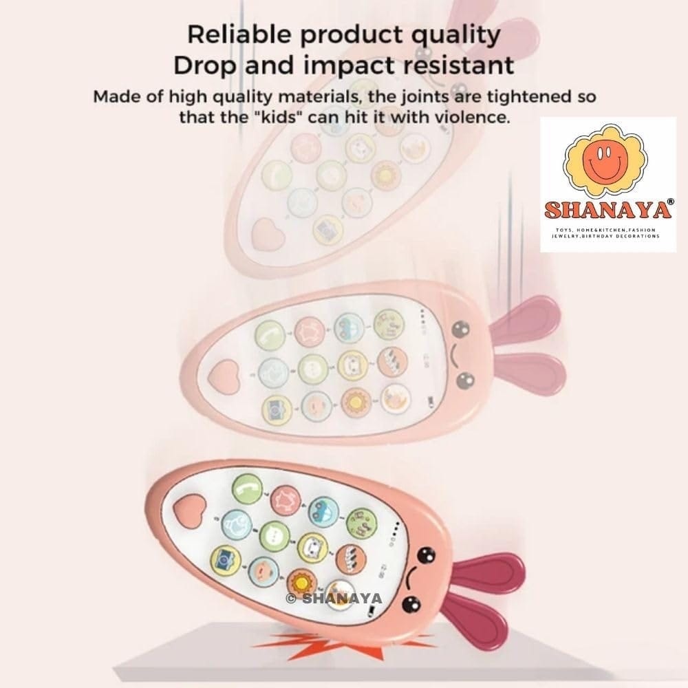 SHANAYA Carrot Style Cute Pretend Play Mobile Cell Phone Toy for Kids, Toddlers, with Music, Ringtones, Lights - Birthday Party Favors and Gift for Girls (Assored 1 Piece)