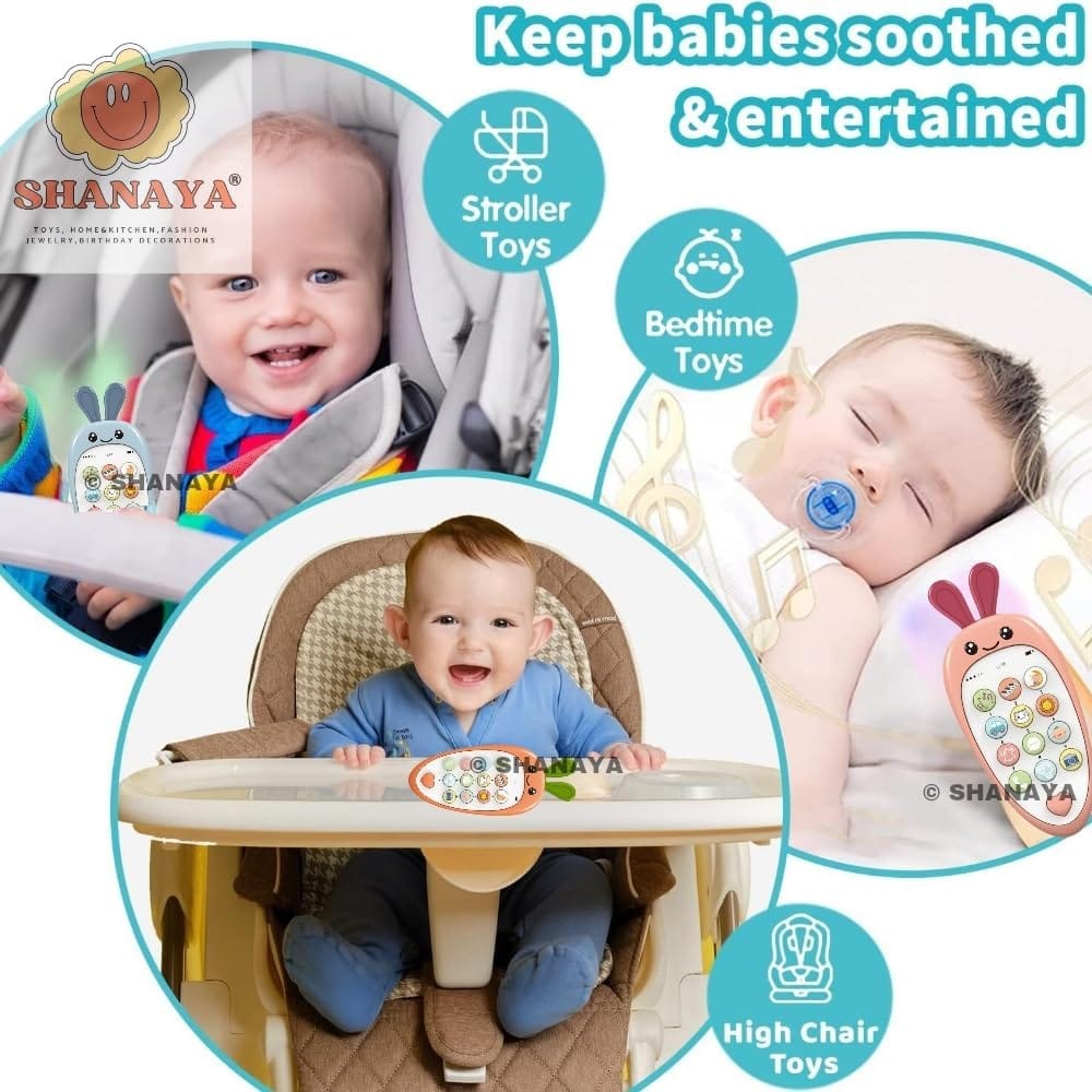 SHANAYA Carrot Style Cute Pretend Play Mobile Cell Phone Toy for Kids, Toddlers, with Music, Ringtones, Lights - Birthday Party Favors and Gift for Girls (Assored 1 Piece)