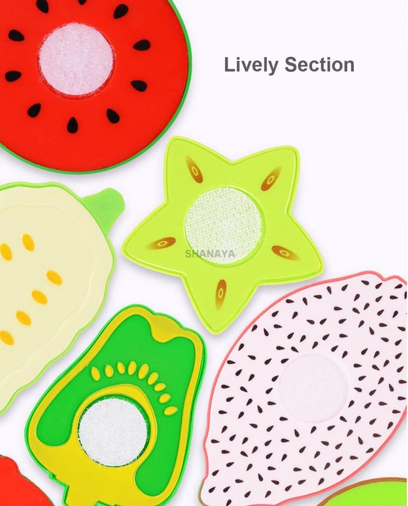 SHANAYA Sliceable Cutting Fruits and Vegetables Pretend Play Set Toy with Cutting Board and Knife for Kids, Girls, Boys - Multicolor Random Fruits & Vegetables (Fruits & Vegetables18 Pieces)