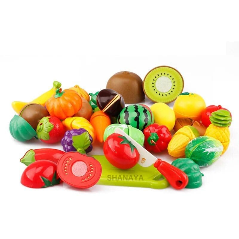 SHANAYA Sliceable Cutting Fruits Pretend Play Set Toy with Cutting Board and Knife for Kids, Girls, Boys - Multicolor Random Fruits - 9 Pieces Set - Toys and Games | Buy online on ZillyBuy