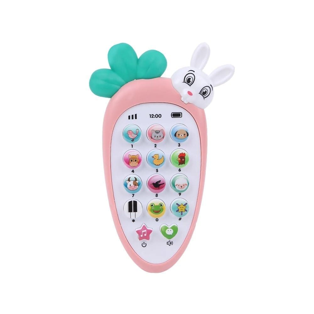 SHANAYA Radish Style Cute Rabbit Face Pretend Play Cell Phone Toy for Kids, Toddlers with Music Ringtones Lights - Birthday Party Favors and Gifts for Girls Boys