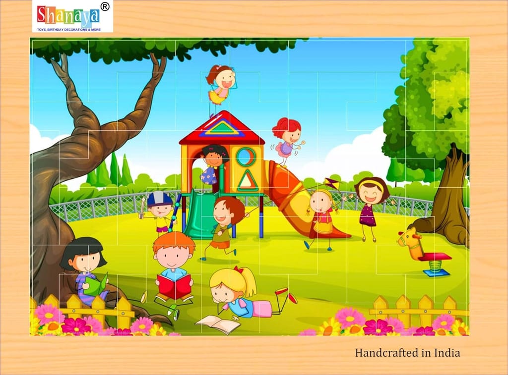 SHANAYA 2 in 1 Early Age Wooden Tetris Jigsaw Puzzles for Kids (Made in India) BIS Approved (Family Playing Outdoors + Family Playing Indoors)