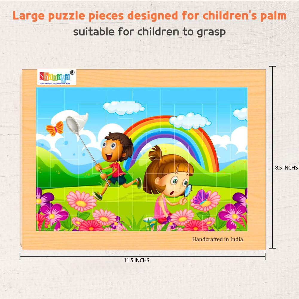SHANAYA 2 in 1 Early Age Wooden Tetris Jigsaw Puzzles for Kids (Made in India) BIS Approved (Family Playing Outdoors + Family Playing Indoors)