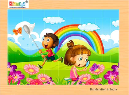 SHANAYA 2 in 1 Early Age Wooden Tetris Jigsaw Puzzles for Kids (Made in India) BIS Approved (Family Playing Outdoors + Family Playing Indoors)