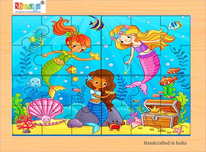 SHANAYA 2-in-1 Wooden Jigsaw Puzzles for Kids - Educational Montessori Toy, Tetris and Geometric Shapes, Interactive Learning Games (Mermaids + Submarine) SHANAYA 2-in-1 Wooden Jigsaw Puzzles for Kids - Educational Montessori Toy, Tetris and Geometric Shapes, Interactive Learning Games (Mermaids + Submarine)