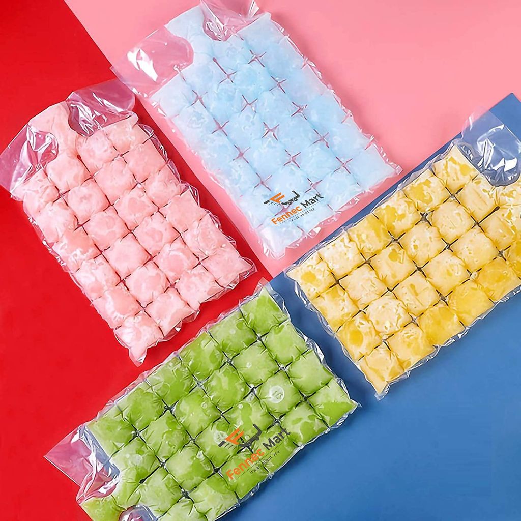 SHANAYA 10pcs Disposable Self-Sealed Ice Cube Bags, 240pcs Cubes, Food Grade PE Materials Easy Release Ice Cube Tray (1)