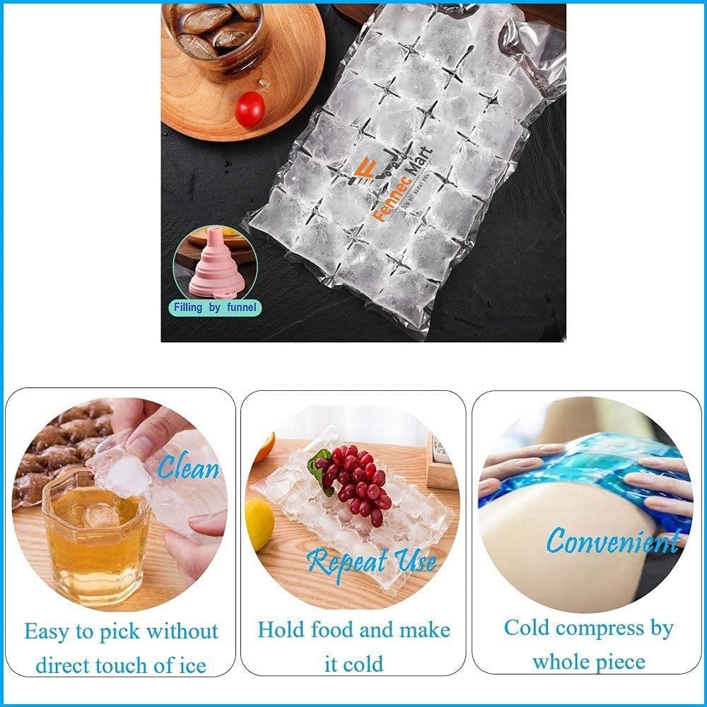 SHANAYA 10pcs Disposable Self-Sealed Ice Cube Bags, 240pcs Cubes, Food Grade PE Materials Easy Release Ice Cube Tray (1)