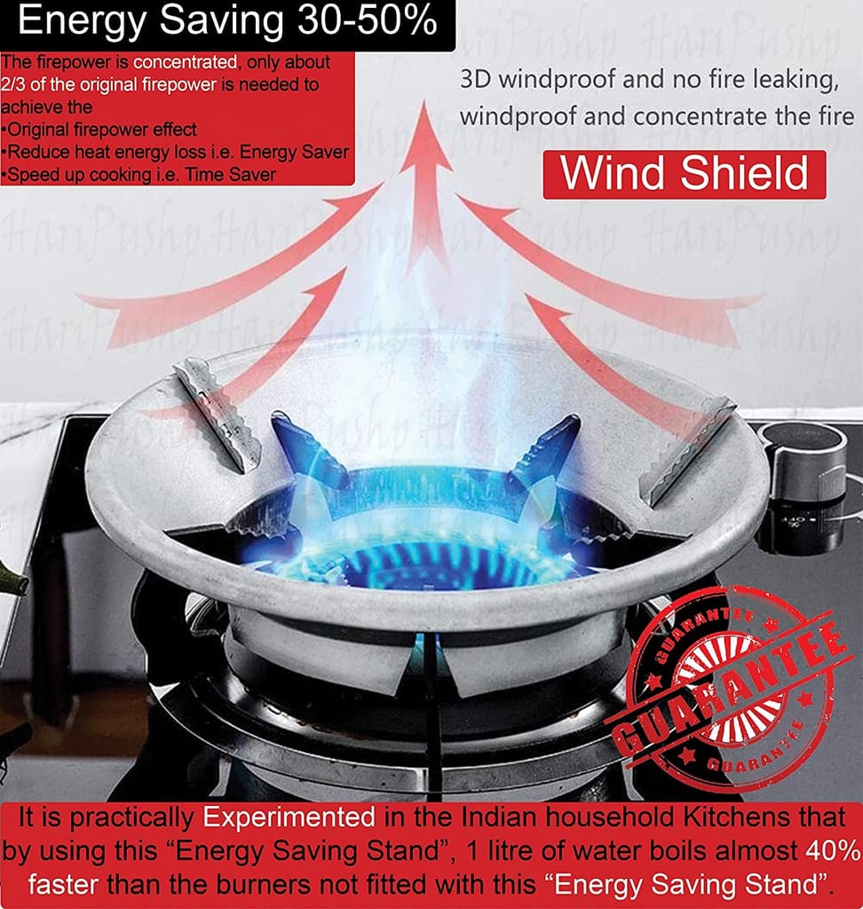 SHANAYA gas saver burner stand | fire and windproof gas saver jali ring | gas saver protecter flame | gas energy saver stand set for all gas stove, Open (PACK OF 1)