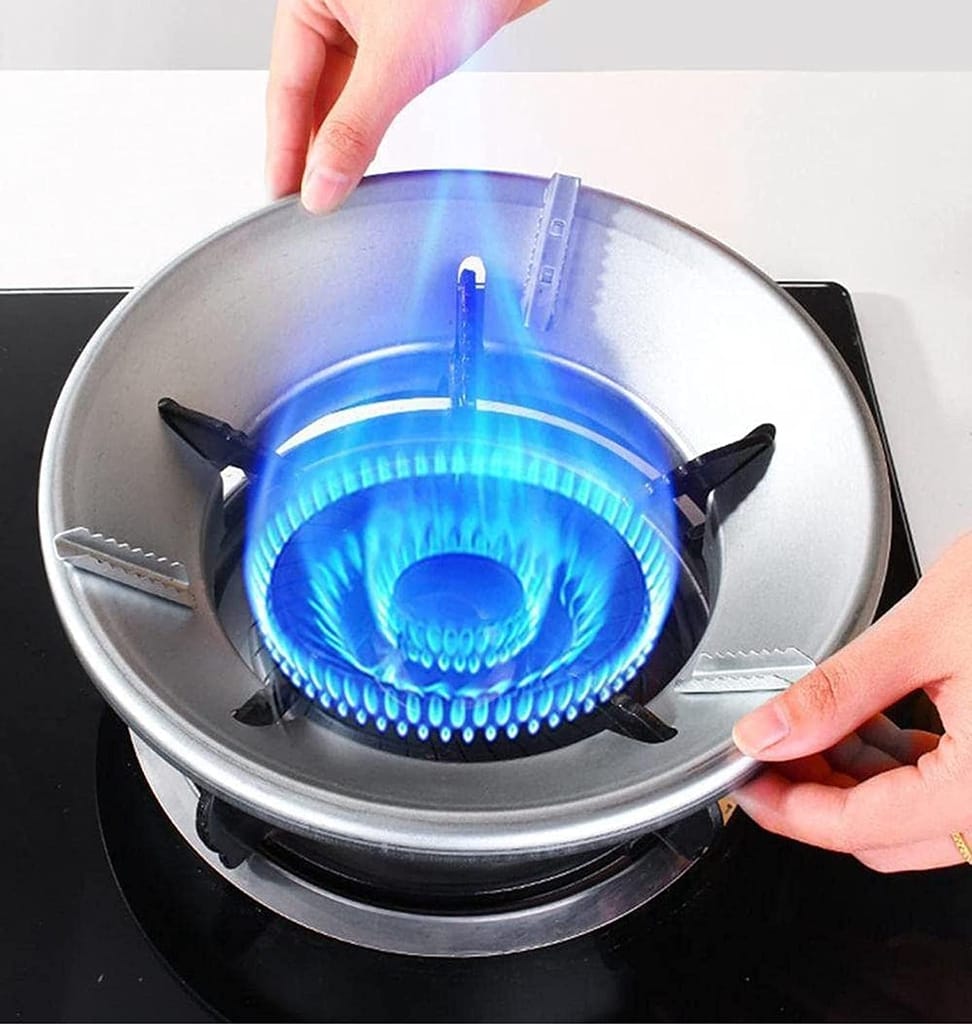 SHANAYA gas saver burner stand | fire and windproof gas saver jali ring | gas saver protecter flame | gas energy saver stand set for all gas stove, Open (PACK OF 1)