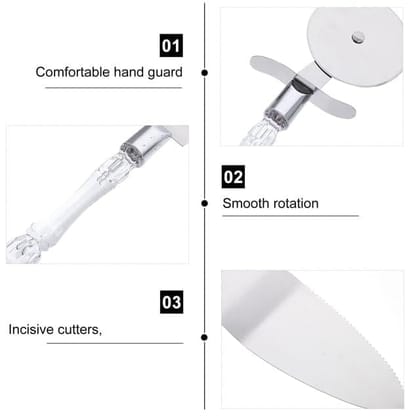 SHANAYA 3 In 1 Stainless Steel Cake Cutting Knife, Cake Server & Pizza Cutter With Acrylic Handle (Set Of 3 Pieces) SHANAYA 3 In 1 Stainless Steel Cake Cutting Knife, Cake Server & Pizza Cutter With Acrylic Handle (Set Of 3 Pieces)