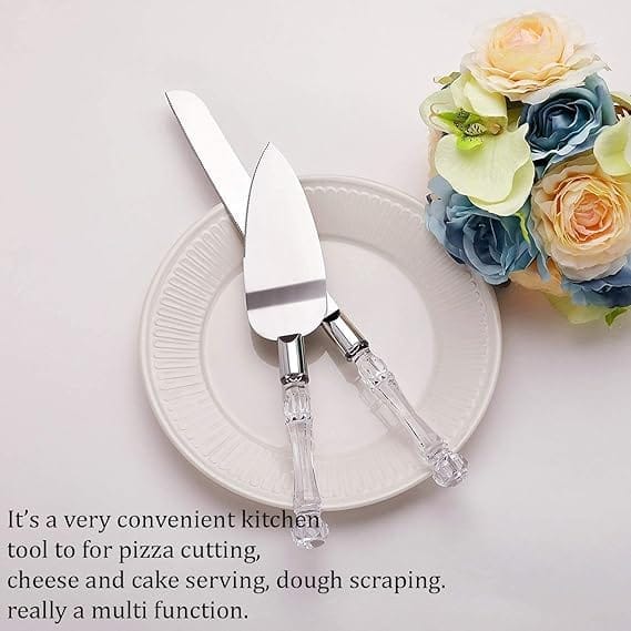 SHANAYA Stainless Steel Cake Knife & Cake Server Set With Acrylic Handle (Pack of 2 Pieces)