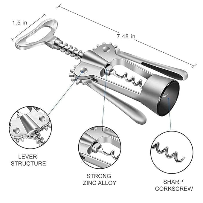 Shanaya All in One Wine Cork Screw Bottle Opener - Wine Opener, Wing Corkscrew Wine Bottle Opener with Multifunctional Bottles Opener pack of 1.