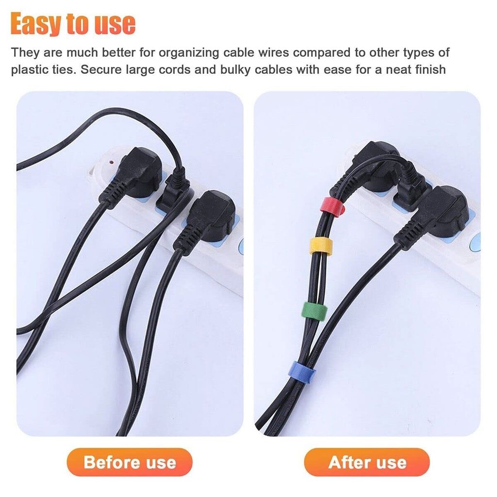 Shanaya Cable Ties Reusable - Cable Straps Multi-Purpose (Best for Cable Safety) Tie Wraps Fastening Straps Used for Headphones Phones Electronics PC Wire Cable Tidy Management Pack of 20 Pcs