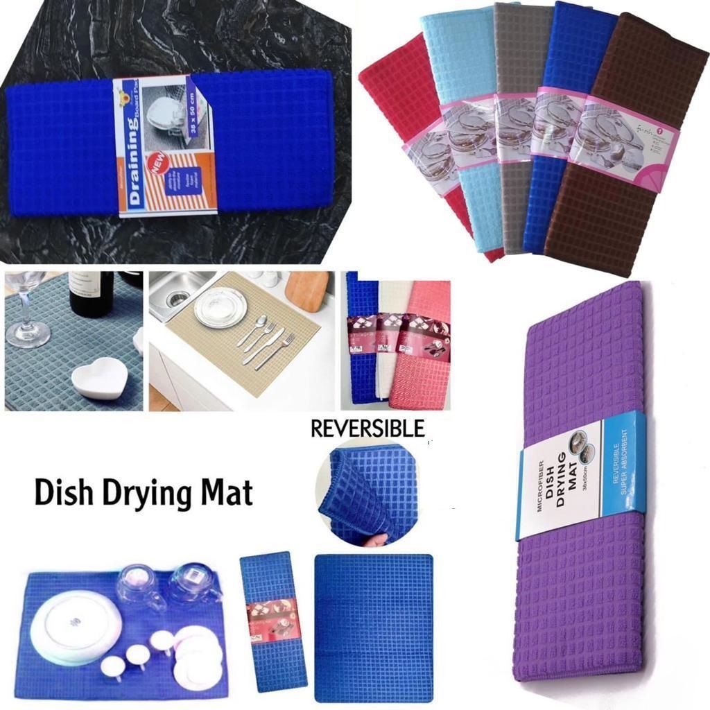 Shanaya Microfiber Dish Drying Mat for Kitchen Microfiber Cushion pad Tableware Drying mat (Random Design) Pack of 2