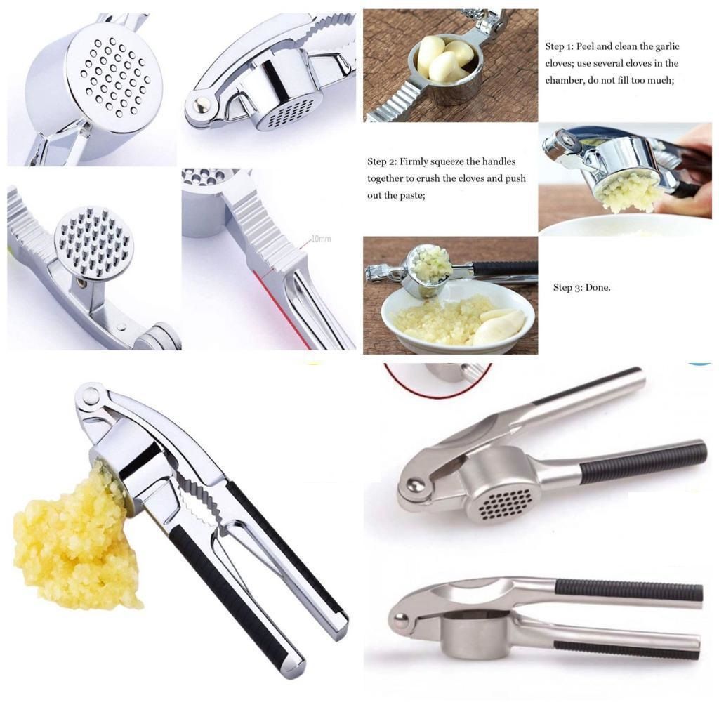 Shanaya Stainless Steel Garlic Press Quick Hand Squeeze Manual Garlic Ginger Presser Crusher Masher Pack of 1.