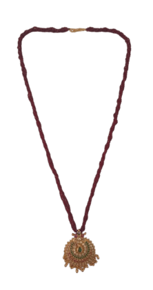  18K Gold Plated Traditional Indian Necklace Set with Ruby Stone Pendant for Women