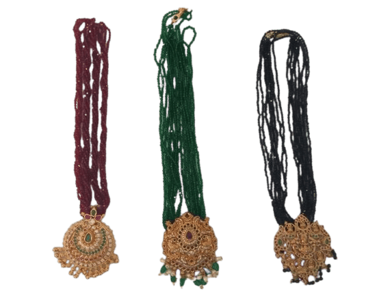 18K Gold Plated Traditional Indian Necklace Set with Ruby Stone Pendant for Women